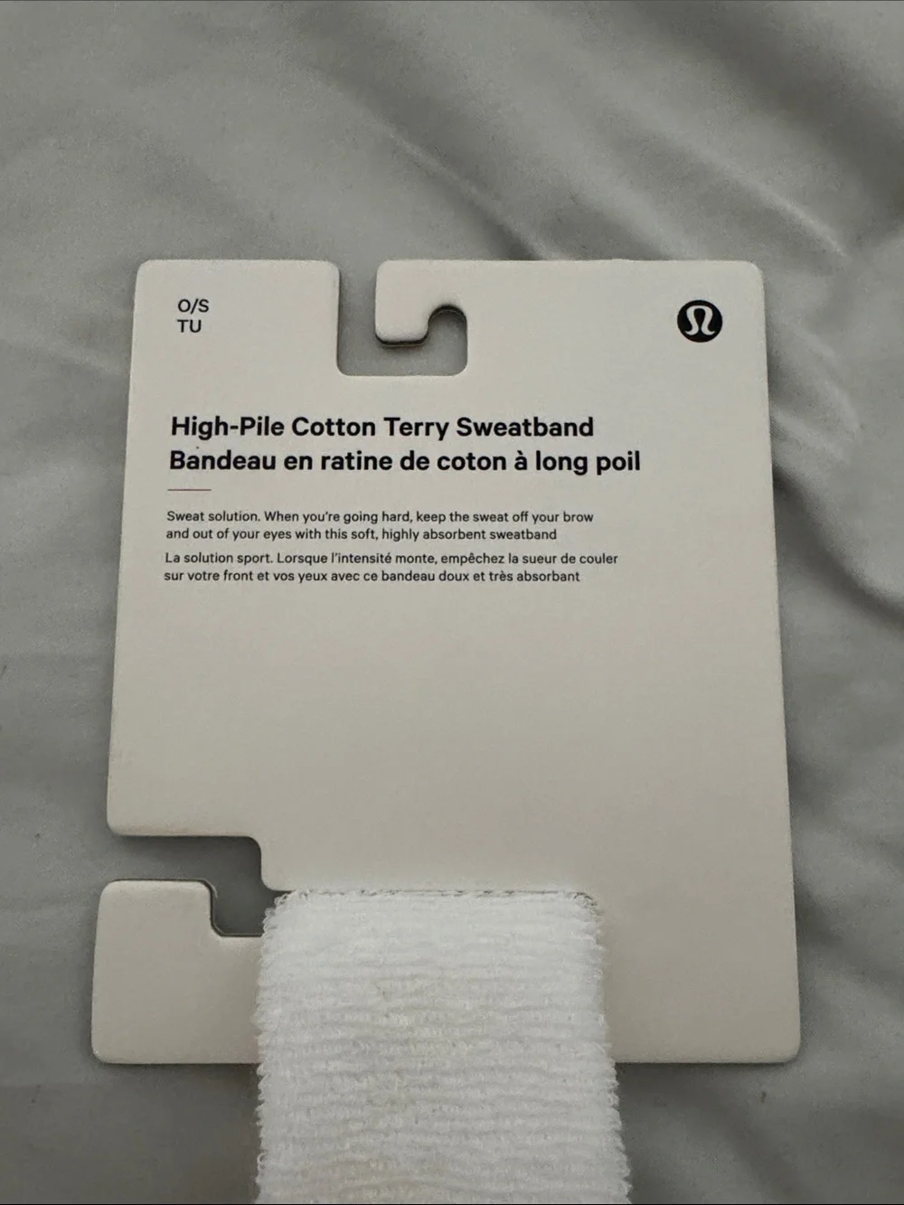 lululemon athletica White High-Pile Cotton Terry Sweatband with Black Logo